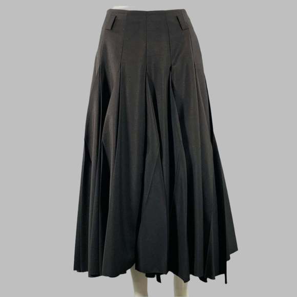 PRADA Black Mohair Wool Pleated Long Skirt - Picture 1 of 7
